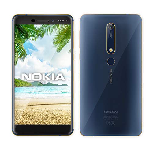 Nokia 6.1 (Nokia 6 2018) TA-1043 - Smartphone, 64GB / 4GB RAM, Dual-SIM, Entsperrt, Blau/Gold von Nokia