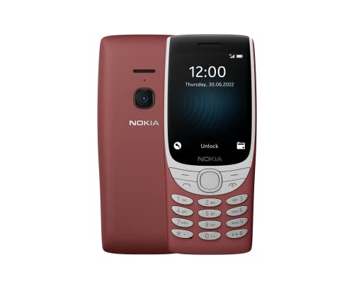 Nokia 8210 4G Telefon, 4G-Konnektivität, großes Display, integrierter MP3-Player und kabelloses FM-Radio, klassisches Schlangenspiel, Rot von Nokia