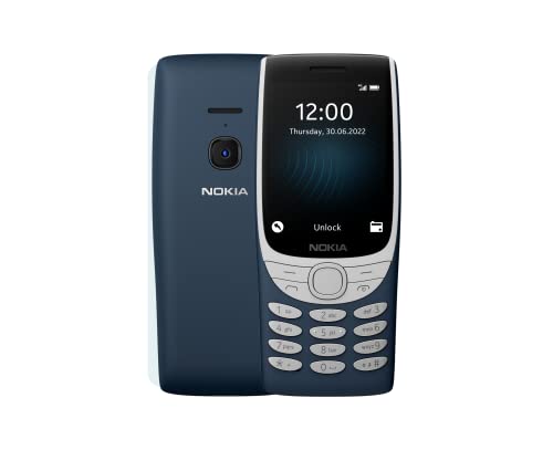 Nokia 8210 All Carriers 0,05 GB Feature Phone mit 4G-Konnektivität, großem Display, integriertem MP3-Player, kabellosem FM-Radio und klassischem Snake-Spiel (Dual-SIM) – Blau von Nokia