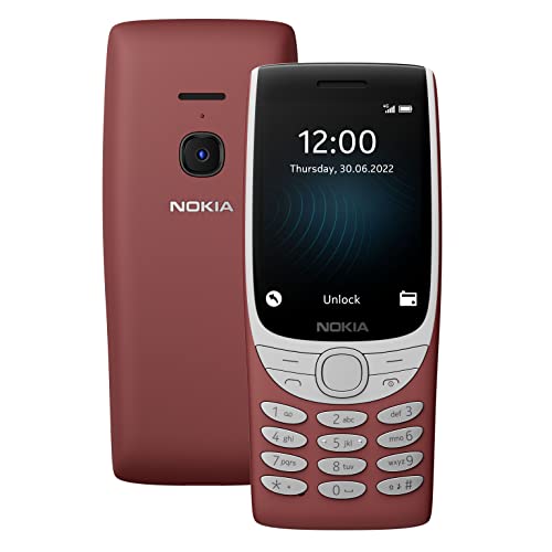 Nokia 8210 Feature Phone mit 4G-Konnektivität, großem Display, integriertem MP3-Player, kabellosem FM-Radio und klassischem Snake-Spiel (Dual-SIM) - Rot von Nokia