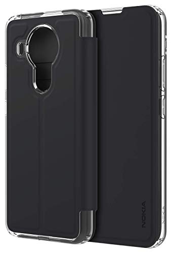 Nokia CP-254 Handyhülle und Ständer kompatibel 5.4, Entertainment Flip Cover für 360 Bildschirmschutz, Klapphülle und Telefonständer mit Mehrfachansicht-Modi, Schwarz, Transparent, Nokia 5.4 von Nokia