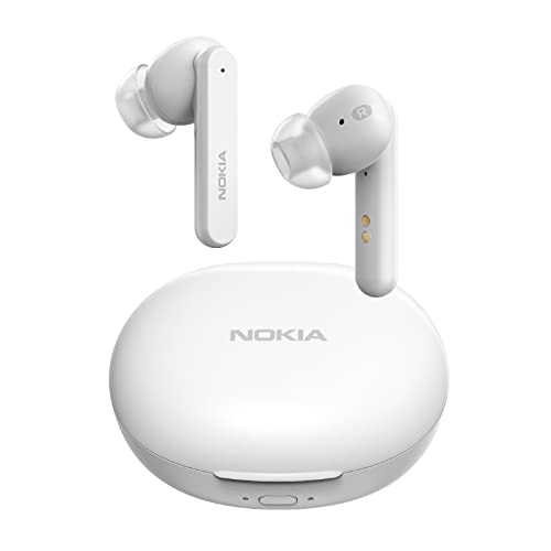 Nokia Clarity Earbuds+ - Professional Wireless ANC/ENC-Kopfhörer, IPX4 Wasserbeständig – Active Noise Cancelling Funktion, Umgebungsgeräuschunterdrückung - 4,5 Stunden Spielzeit, Ladecase - Weiß von Nokia