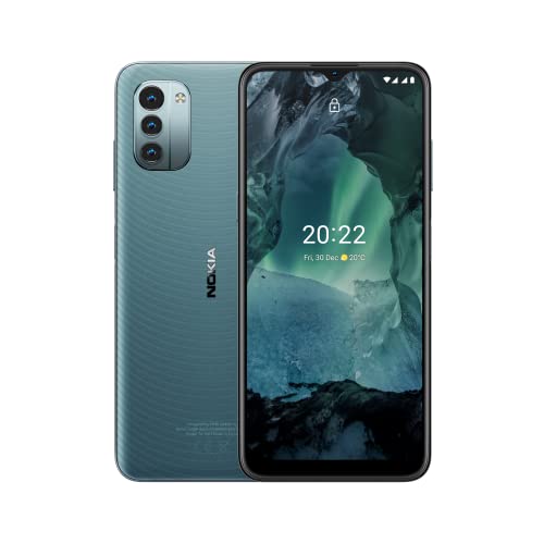 Nokia G11 Smartphone, 6,5-Zoll-HD+, 90-Hz-Bildfrequenz, Android 11, Google Assistant, 3 GB RAM/32 GB ROM, uSD Unterstützt bis 512 GB, 5050 mAh, 13 MP, 2 MP Makro, 18-W-Schnellladekompatibel, Ice von Nokia