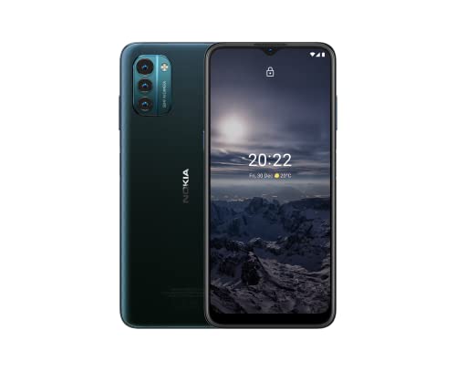 Nokia G21 Smartphone, 6,5-Zoll-HD+, 90-Hz-Bildfrequenz, Android 11, 4 GB RAM/64 GB ROM, uSD Unterstützt bis 512 GB, 5050 mAh, 50 MP, 2 MP Makro, 2 MP Tiefe, 18-W-Schnellladekompatibel, Nordic Blue von Nokia