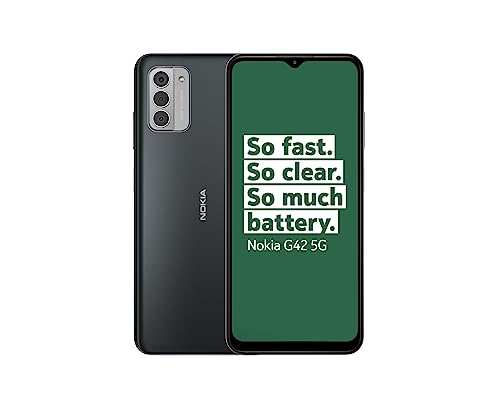 Nokia G42 5G mit 5G-Konnektivität, Android 13, 6,56'’-HD+-Display, dreifacher 50-MP-Kl-Kamera, Akkulaufzeit von bis zu 3 Tagen, OZO 3D Audio Capture und QuickFix-Design - Grau Nokia G42 5G mit 5G-Konnektivität, Android 13, 6,56'’-HD+-Display, dreifacher 50-MP-Kl-Kamera, Akkulaufzeit von bis zu 3 Tagen, OZO 3D Audio Capture und QuickFix-Design - Grau von Nokia