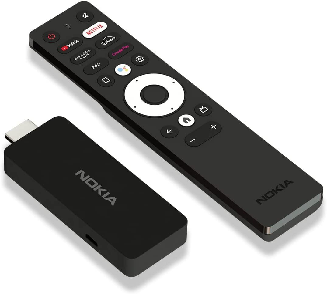 Nokia Streaming-Stick 800 Android TV HDMI Stick, (beleuchtete Fernbedienung, Sprachsteuerung, Netflix, YouTube, Prime Video, Disney+, DAZN, Zattoo, Apple TV, Chromecast, Full HD 1080p) von Nokia