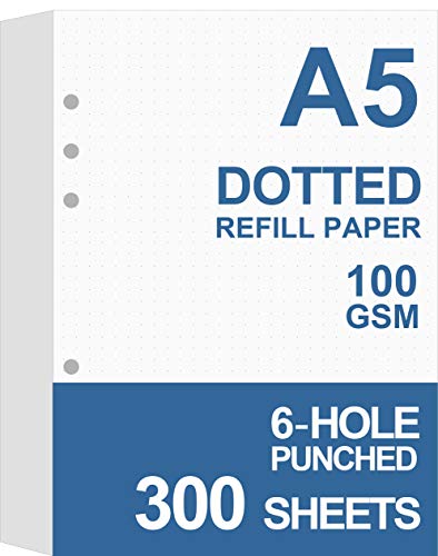 A5-Nachfüllpapier für Filofax-Planer/Ordner/Organizer, 6-fach gelocht, insgesamt 300 Blatt/600 Seiten, 100 g/m², Weiß, 14,7 x 20,3 cm, 3 Stück von Nokingo