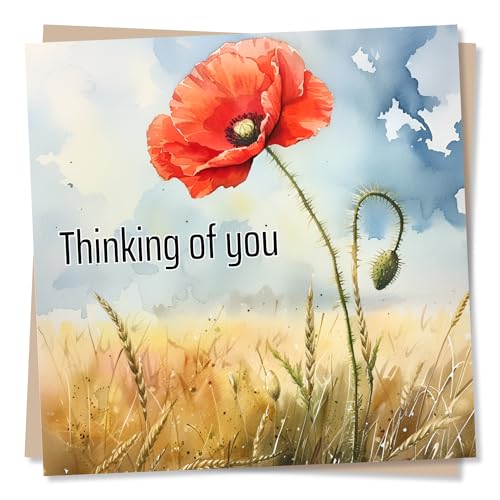 Beautiful Thinking Of You Karte – Mohnblumen-Design – Beileidskarte oder Beileidskarte von Nokular