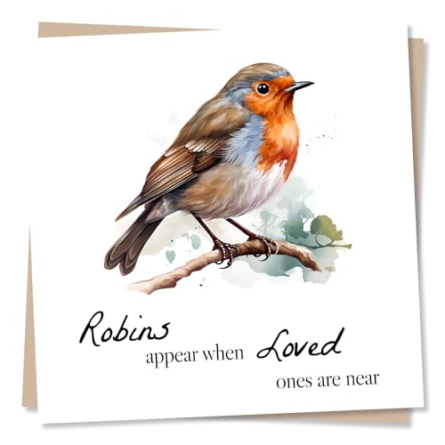 Beileidskarte mit schönem Rotkehlchen-Vogel-Design, hergestellt in Großbritannien von Nokular
