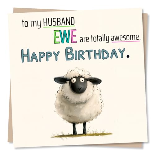 Lustige Geburtstagskarte für Ehemann von Ehefrau - To My Husband Ewe Are Totally Awesome - Happy Birthday Card von Nokular