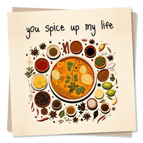 Lustige Jubiläumskarte für Ihre Liebsten – You Spice Up My Life – Gewürzkarte zum Jahrestag für Ehemann, Ehefrau, Freundin, Freund, hergestellt in Großbritannien von Nokular