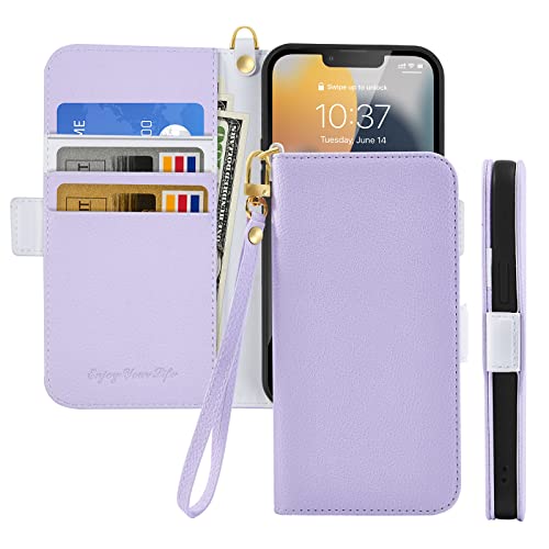 Nokverzy Handyhülle für Samsung Galaxy S21 5G Hülle,Litschi Textur Leder Tasche Brieftasche mit Magnetic Closure Klapphülle,Etui Kartenfach Standfunktion,Handytasche für Samsung S21 5G Cover,Lila von Nokverzy