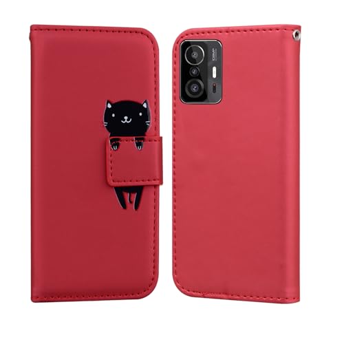 Nokverzy Hülle für Xiaomi 11T 5G/11T Pro Klapphülle Magnetisch Stoßfest Ständer Cartoon Katze Muster Handyhülle für Xiaomi 11T 5G/11T Pro Hülle mit Kartenfach Band Magnet Brieftasche Rot Nokverzy Hülle für Xiaomi 11T 5G/11T Pro Klapphülle Magnetisch Stoßfest Ständer Cartoon Katze Muster Handyhülle für Xiaomi 11T 5G/11T Pro Hülle mit Kartenfach Band Magnet Brieftasche Rot von Nokverzy