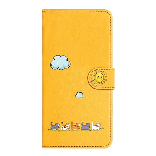 Nokverzy Magnetische Handyhülle für iPhone 13 Pro Max(6.7") Hülle Klappbar Stoßfest Leder Katze Motiv Magnet Hülle für iPhone 13 Pro Max(6.7") Lederhülle mit Kartenfach Ständer Band Geldbörse Gelb von Nokverzy