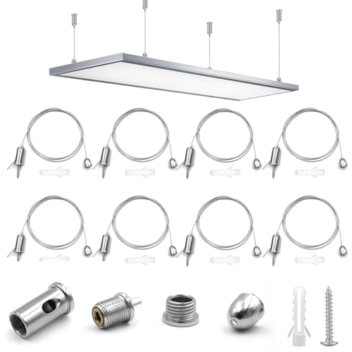 8 Stück Seilaufhängung Einbauset,1.5mmx1m,Edelstahl Decke Ohrstecker Drahtseil,Deckenbefestiger Befestigungs,Decke Ohrstecker Stahlseil wird für die LED Panel Deckenleuchte,Lampenaufhängung 8 Stück Seilaufhängung Einbauset,1.5mmx1m,Edelstahl Decke Ohrstecker Drahtseil,Deckenbefestiger Befestigungs,Decke Ohrstecker Stahlseil wird für die LED Panel Deckenleuchte,Lampenaufhängung von Nokwocy