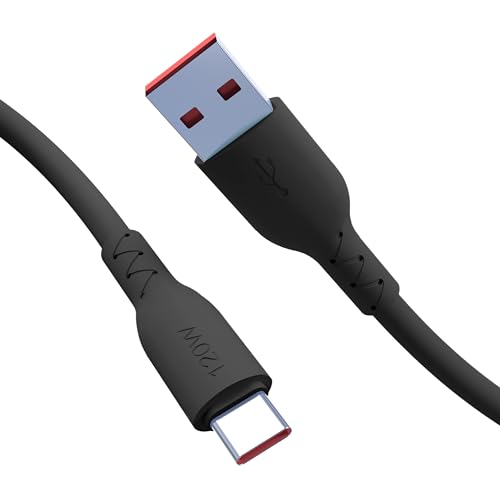 Nolhel USB Type-C Kabel 120 W - Handykabel Typ C Schnellladung - USB C Kabel aus farbigem Tpe Super strapazierfähig, kompatibel mit Smartphone und PC (Schwarz, 2 m) von Nolhel
