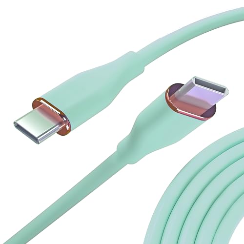 Nolhel USB Type-C Schnellladekabel 60 W - USB C USB C Kabel aus strapazierfähigem Silikon - Handykabel Typ C kompatibel mit Macbook und Smartphone (Aqua, 2 m) von Nolhel
