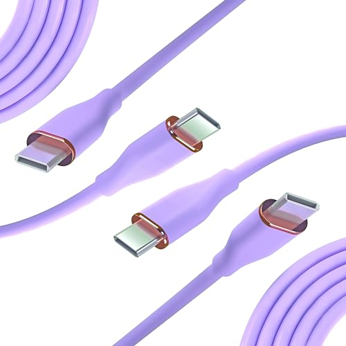 Nolhel USB Type-C Schnellladekabel 60 W - USB C USB C Kabel aus strapazierfähigem Silikon - Handykabel Typ C kompatibel mit Macbook und Smartphone (Lila+Lila, Multipack x2 1 m) von Nolhel