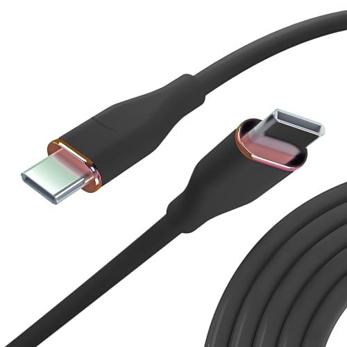 Nolhel USB Type-C Schnellladekabel 60 W - USB C USB C Kabel aus strapazierfähigem Silikon - Handykabel Typ C kompatibel mit Macbook und Smartphone (Schwarz, 2 m) von Nolhel