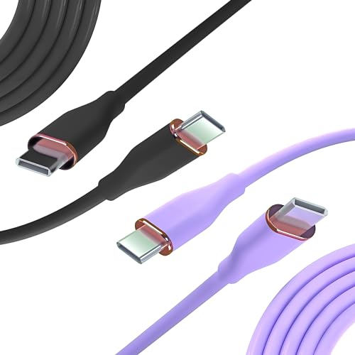 Nolhel USB Type-C Schnellladekabel 60 W - USB C USB C Kabel aus strapazierfähigem Silikon - Handykabel Typ C kompatibel mit Macbook und Smartphones (Schwarz+Lila, Multipack x 2 1 m) von Nolhel