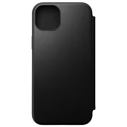 Nomad Moderne Lederhülle für iPhone 15 Plus - Mag Safe Wireless Charging Leder Wallet Case, 3 Kartenfächer, 360° schützender Bumper & 3 m Fallschutz - Schwarz von Nomad Goods
