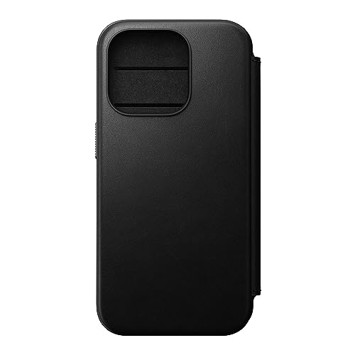 Nomad Moderne Lederhülle für iPhone 15 Pro – Mag Safe Wireless Charging Leder Wallet Case, 3 Kartenfächer, 360° schützender Bumper & 3 m Fallschutz – Schwarz von Nomad Goods