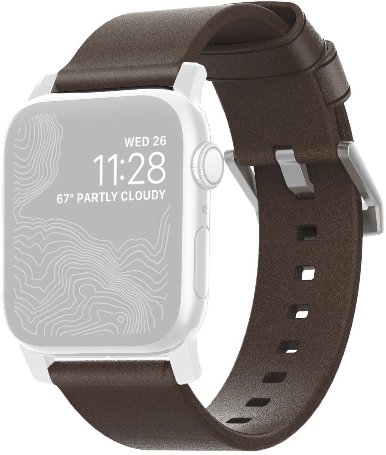 Modern Lederarmband (38/40/41mm) für Apple Watch braun/silber von Nomad