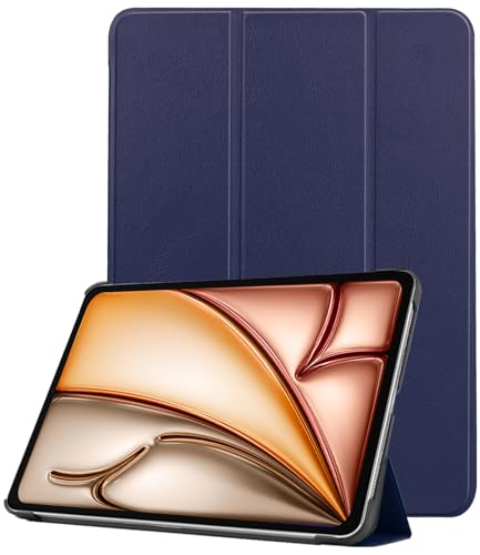 Nomfy Tablet Hülle für iPad Air 2025 (13 inch) Luxuriöse Bookcase mit Trifold Cover Stoßfest - Dunkelblau von Nomfy