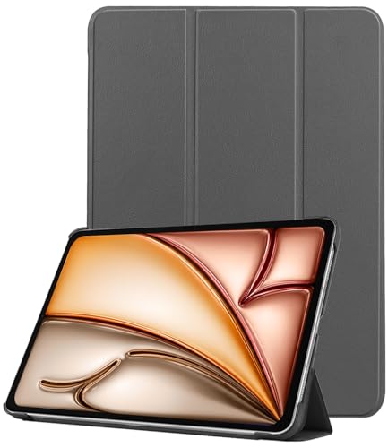 Nomfy Tablet Hülle für iPad Air 2025 (13 inch) Luxuriöse Bookcase mit Trifold Cover Stoßfest - Grau von Nomfy