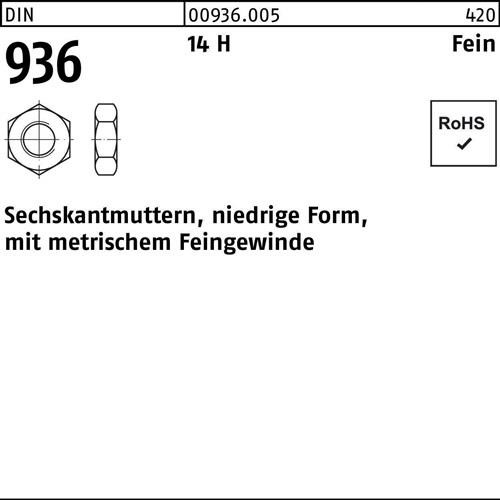 10 Stk. Sechskantmutter DIN 936 M50x 1,5 14 H 1 Stück Noname 009360050500150 von Noname