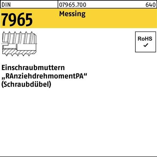 100 Stk. Einschraubmutter DIN 7965 M12x 25 Messing 100 Stück Noname 100 Stk. Einschraubmutter DIN 7965 M12x 25 Messing 100 Stück Noname von Noname