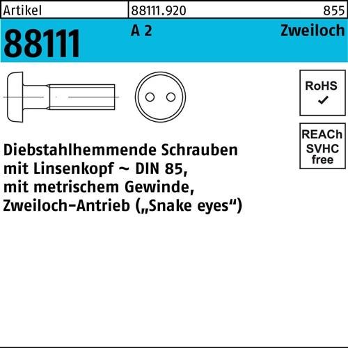 100 Stk. Schraube R 88111 diebstahlhemmend Liko/Zweiloch M6x 16 A 2 100 Stück 100 Stk. Schraube R 88111 diebstahlhemmend Liko/Zweiloch M6x 16 A 2 100 Stück von Noname