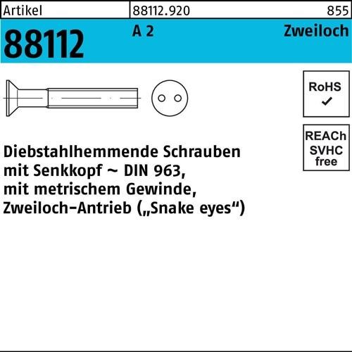 100 Stk. Schraube R 88112 diebstahlhemmend Seko/Zweiloch M5x 35 A 2 100 Stück 100 Stk. Schraube R 88112 diebstahlhemmend Seko/Zweiloch M5x 35 A 2 100 Stück von Noname