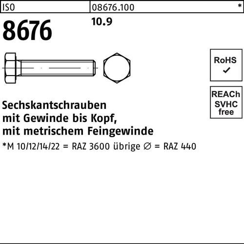 100 Stk. Sechskantschraube ISO 8676 VG M10x1,25x100 10.9 100 Stück Noname 100 Stk. Sechskantschraube ISO 8676 VG M10x1,25x100 10.9 100 Stück Noname von Noname