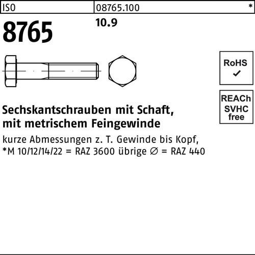 100 Stk. Sechskantschraube ISO 8765 Schaft M10x1,25x 70 10.9 100 Stück Noname 100 Stk. Sechskantschraube ISO 8765 Schaft M10x1,25x 70 10.9 100 Stück Noname von Noname