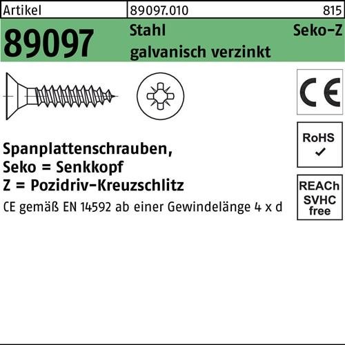 1000 Stk. Spanplattenschraube R 89097 SEKO PZ VG 3x45-Z Stahl galv.verz. 1000St. 1000 Stk. Spanplattenschraube R 89097 SEKO PZ VG 3x45-Z Stahl galv.verz. 1000St. von Noname