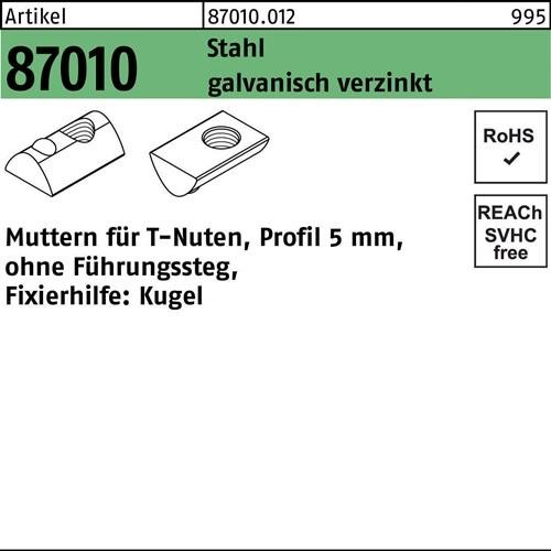1000 Stk. T-Nutenmutter R 87010 o.Führungssteg 5mm M5 Stahl galv.verz. 1000 Stk. T-Nutenmutter R 87010 o.Führungssteg 5mm M5 Stahl galv.verz. von Noname