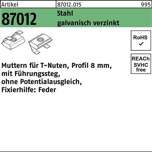 1000 Stk. T-Nutenmutter R 87012 Führungssteg/o.Potenzialausgl. 8mm M6 1000 Stk. T-Nutenmutter R 87012 Führungssteg/o.Potenzialausgl. 8mm M6 von Noname