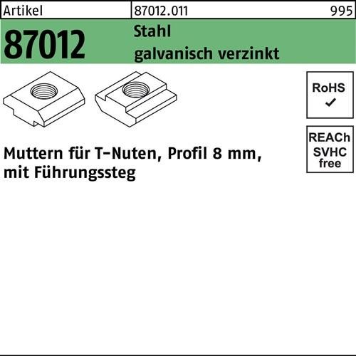1000 Stk. T-Nutenmutter R 87012 Führungssteg 8mm M6 Stahl galv.verz. 1000Stück 1000 Stk. T-Nutenmutter R 87012 Führungssteg 8mm M6 Stahl galv.verz. 1000Stück von Noname