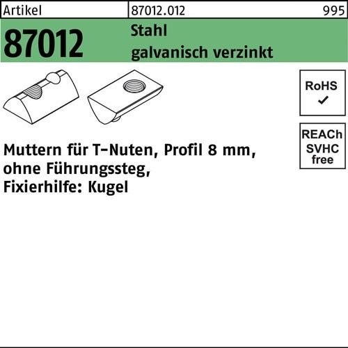 1000 Stk. T-Nutenmutter R 87012 o.Führungssteg 8mm M8 Stahl galv.verz. 1000 Stk. T-Nutenmutter R 87012 o.Führungssteg 8mm M8 Stahl galv.verz. von Noname