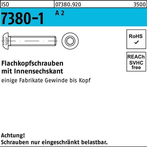 200 Stk. Flachkopfschraube ISO 7380-1 Innen-6kt M10x 20 A 2 200 Stück Noname 200 Stk. Flachkopfschraube ISO 7380-1 Innen-6kt M10x 20 A 2 200 Stück Noname von Noname