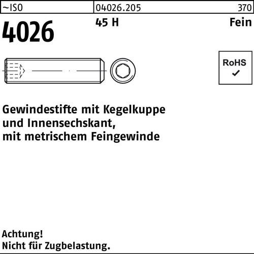 200 Stk. Gewindestift ISO 4026 Kegelkuppe/Innen-6kt M10x 1x 16 45 H 200 Stück 200 Stk. Gewindestift ISO 4026 Kegelkuppe/Innen-6kt M10x 1x 16 45 H 200 Stück von Noname