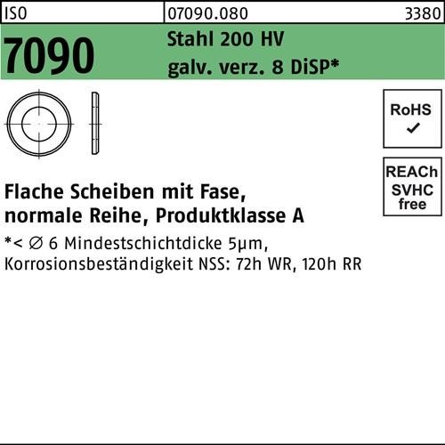 200 Stk. Unterlegscheibe ISO 7090 Fase 24 Stahl 200 HV galv.verz. 8 DiSP 200St. 200 Stk. Unterlegscheibe ISO 7090 Fase 24 Stahl 200 HV galv.verz. 8 DiSP 200St. von Noname