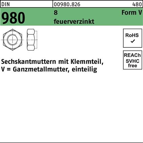 25 Stk. Sechskantmutter DIN 980 Klemmteil V M24 8 feuerverz. 25 Stück Noname 25 Stk. Sechskantmutter DIN 980 Klemmteil V M24 8 feuerverz. 25 Stück Noname von Noname