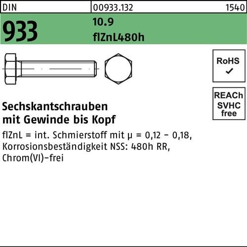 25 Stk. Sechskantschraube DIN 933 VG M20x 80 10.9 flZnL/nc/x/x/480h/C 25 Stück 25 Stk. Sechskantschraube DIN 933 VG M20x 80 10.9 flZnL/nc/x/x/480h/C 25 Stück von Noname