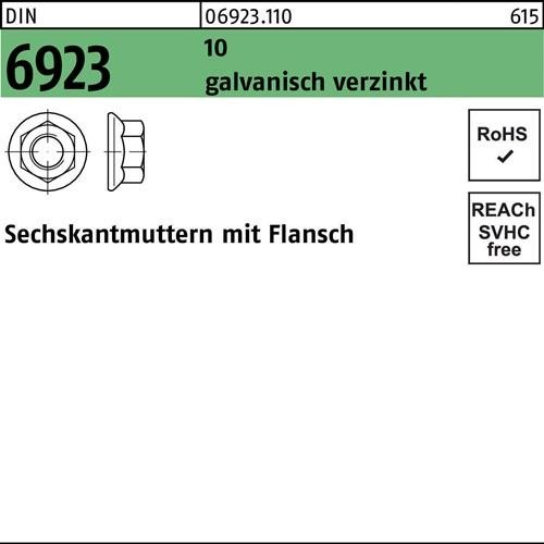 250 Stk. Sechskantmutter DIN 6923 Flansch M12 10 galv.verz. 250 Stück Noname 250 Stk. Sechskantmutter DIN 6923 Flansch M12 10 galv.verz. 250 Stück Noname von Noname