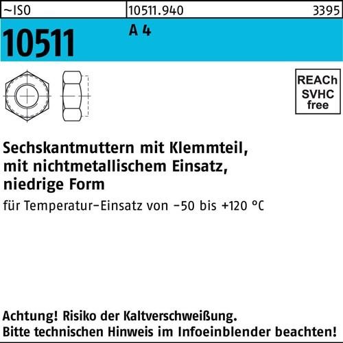 250 Stk. Sechskantmutter ISO 10511 Klemmteil M14 A 4 250 Stück Noname 250 Stk. Sechskantmutter ISO 10511 Klemmteil M14 A 4 250 Stück Noname von Noname
