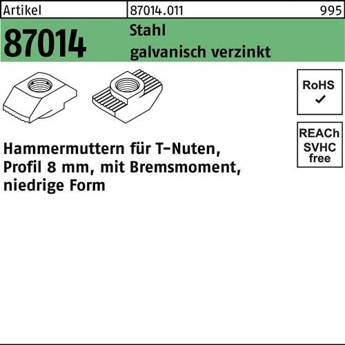 2500 Stk. Hammerkopfmutter R 87014 Bremsmoment niedrig 8mm M5 Stahl galv.verz. 2500 Stk. Hammerkopfmutter R 87014 Bremsmoment niedrig 8mm M5 Stahl galv.verz. von Noname
