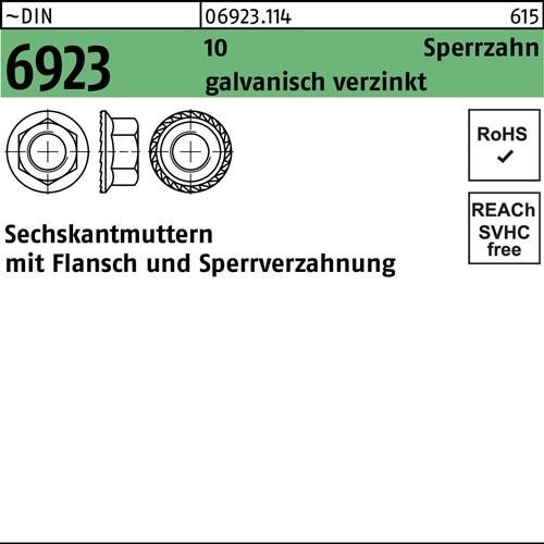 50 Stk. Sechskantmutter DIN 6923 Flansch M20 10 Sperrverzahnung gal Zn 50 Stück 50 Stk. Sechskantmutter DIN 6923 Flansch M20 10 Sperrverzahnung gal Zn 50 Stück von Noname