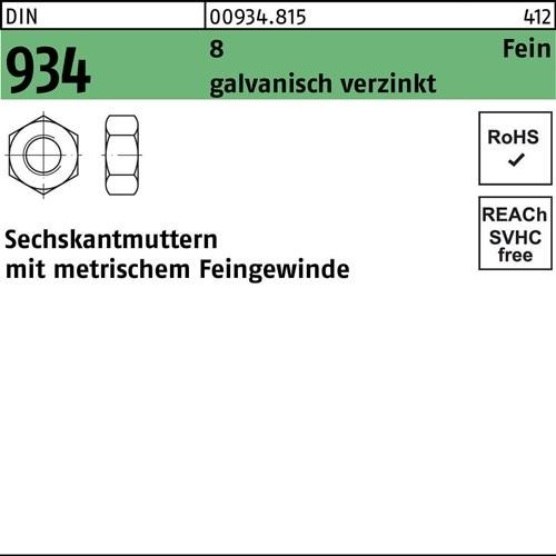 50 Stk. Sechskantmutter DIN 934 M20x 2 8 galv.verz. 50 Stück Noname 50 Stk. Sechskantmutter DIN 934 M20x 2 8 galv.verz. 50 Stück Noname von Noname